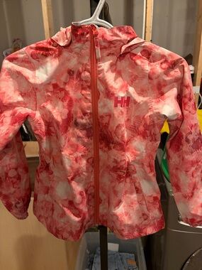 Helly Hansen Pink Floral Waterproof Kids Rain Jacket